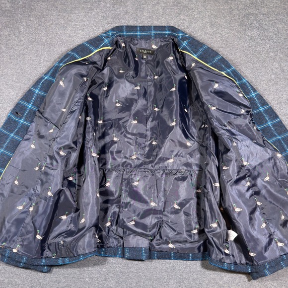 Talbots Blazer Jacket Womens 16W Blue Wool Blend Plaid Tweed Academia Office - Picture 2 of 10